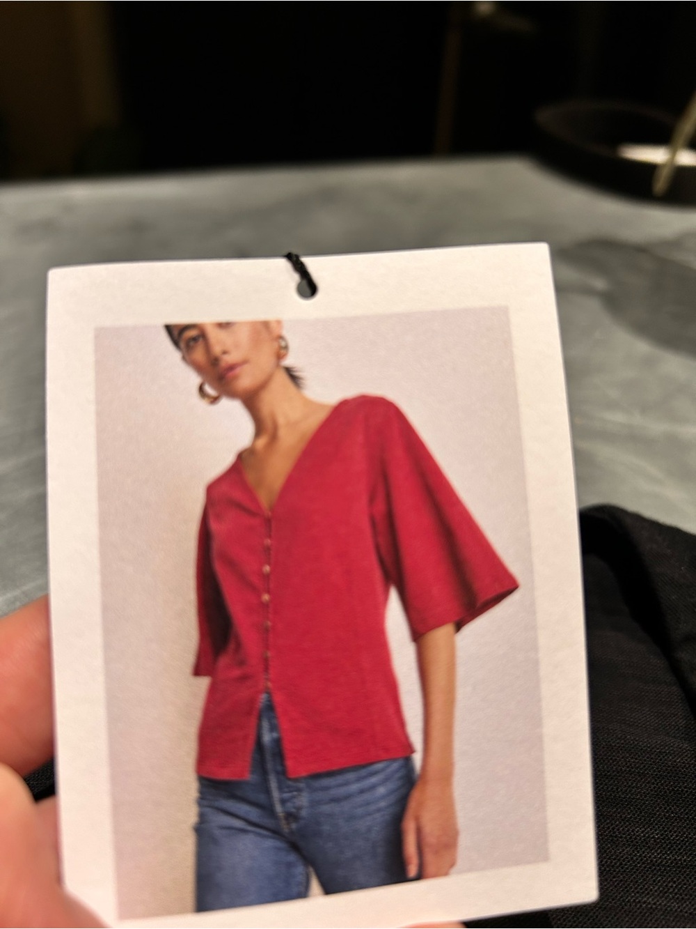 Nation LA Black Button Up Flared Sleeve Top XS NWT
